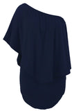 Plus size  Dressing Layered Dark Blue Mini Poncho Dress