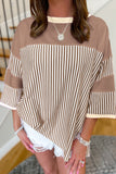 White Stripe Patchwork Bracelet Sleeve Plus Size T Shirt