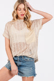 Ces Femme See Through Crochet Mock Neck Cover Up