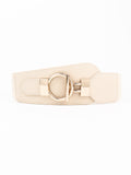 PU Elastic Wide Belt with Alloy Buckle