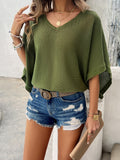 Devine V-Neck Batwing Sleeve Knit Top