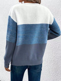 Color Block Drop Shoulder Long Sleeve Sweater