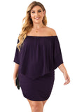 Plus size  Dressing Layered Dark Blue Mini Poncho Dress