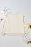 White Solid Color Waffle Knit Drop Shoulder Plus Size Sweatshirt