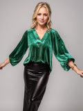 V-Neck Three-Quarter Sleeve Blouse