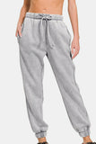 Zenana Full Size Acid Wash Fleece Drawstring Sweatpants with Pockets