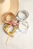 Pink 5pcs Glitter Jelly Bow Knot Ribbon Bracelet Set