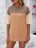 Mandy Color Block Round Neck Half Sleeve T-Shirt