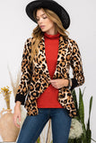 Celeste Full Size Leopard Open Front Long Sleeve Blazer