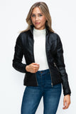 YMI Faux Layered Double-Zipper Jacket with Fuzzy Hood