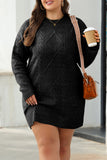 Coffee Cable Knit Drop Shoulder Loose Fit Sweater Dress