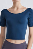 Cutout Backless Round Neck Active T-Shirt