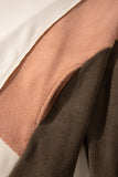 Brown Exposed Seam Colorblock Plus Size Hoodie