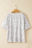 Brown Leopard Print V Neck Plus Size T Shirt