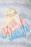 Sky Blue Colorblock Kangaroo Pocket Plus Size Hoodie