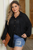 Plus size waffle knit button-up collared neck shirt for women