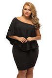 Plus size  Dressing Layered Dark Blue Mini Poncho Dress