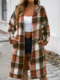 Devine Plaid Long Sleeve Hooded Coat