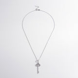 925 Sterling Silver Inlaid Zircon Key Shape Necklace