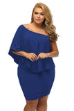 Plus size  Dressing Layered Dark Blue Mini Poncho Dress