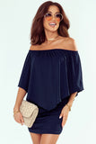 Plus size  Dressing Layered Dark Blue Mini Poncho Dress