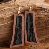 Geometrical Shape Wooden Dangle Earrings