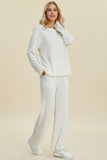 Double Take Full Size Cable-Knit Long Sleeve Top and Pants Set