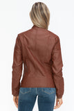 Snobbish Faux Leather Biker Jacket with Side Zip Pockets