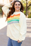 Black Rainbow Raglan Sleeve Crew Neck Plus Size Sweatshirt