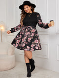 Honey Plus Size Tied Printed Long Sleeve Dress