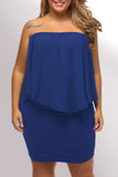 Plus size  Dressing Layered Dark Blue Mini Poncho Dress