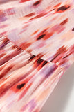 Pink Abstract Watercolor Tie Dye Tiered Maxi Skirt