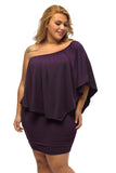 Plus size  Dressing Layered Dark Blue Mini Poncho Dress