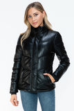 Snobbish Pocketed Zip Up Turtleneck Puffer Jacket