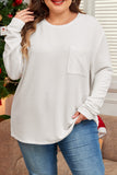 White Plus Size Ribbed Textured Long Sleeve T Shirt