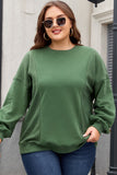 Black Loose Patchwork Crewneck Plus Size Sweatshirt