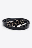 Flower Decor Skinny PU Belt