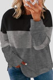 Gray Crew Neck Colorblock Plus Size Sweatshirt