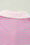 Pink Stripe Print Colorblock Plus Size Shirt