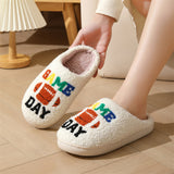 Funny Football Pattern Cotton Slippers Indoor Home Plush Warm Slippers