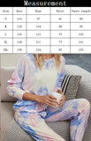 Cozy Tie-Dye Long Sleeve Round Neck Pajama Set for Women