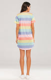 Women's Short Sleeve Rainbow Striped Loose T-Shirt Pyjama Sets