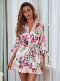 Floral Print Satin Kimono Robe for Women