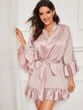 Women's Solid Polyester Woven Robe