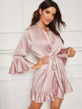 Women's Solid Polyester Woven Robe