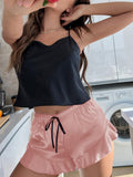 Women's Contrasting Color Camisole + Shorts Pajamas Two-Piece Set