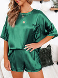 Women's satin pajamas home service short-sleeved shorts irregular two-piece set