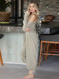 Women's Solid Color Knitted Jacket + Vest + Trousers Home Three Sets