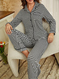 Women's Rhombus Long Sleeve Trousers Homewear Set