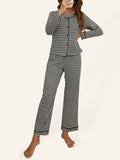 Women's Rhombus Long Sleeve Trousers Homewear Set